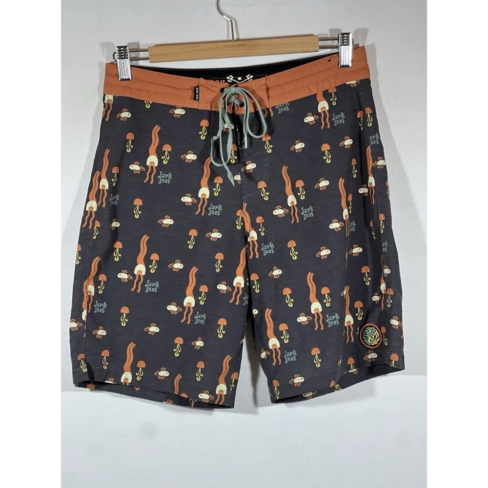 Grundens Dark Seas Boardshorts Mens 28 Jellyfish Coastal Surf Streetwear